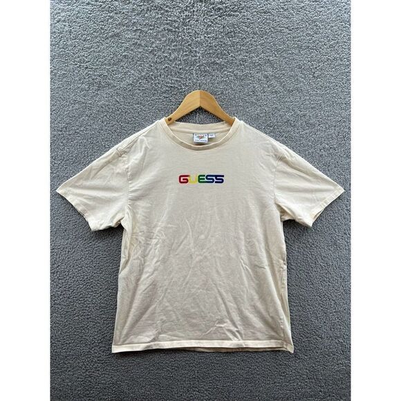 Guess x J Balvin Smiley Face Cream Off-White T-Shirt Size Small - Picture 1 of 4